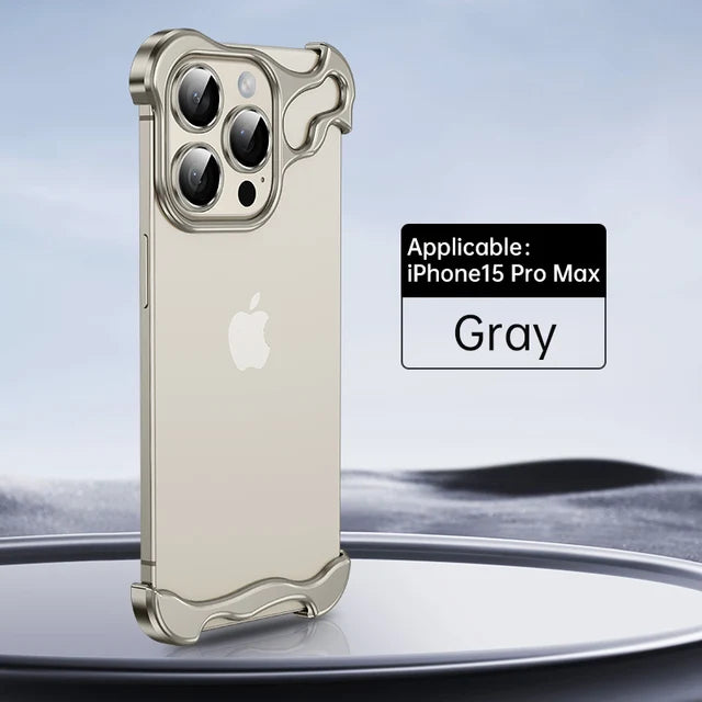Alien Metal Case For Apple iPhone 15 Pro Max 14 13 12 Frameless Lens Cover