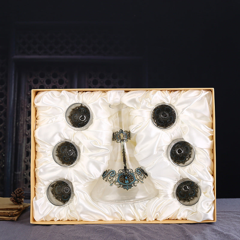 Luxury Lead-Free Crystal Red Wine Glass Set High-Footed Decanter Enamel Craft