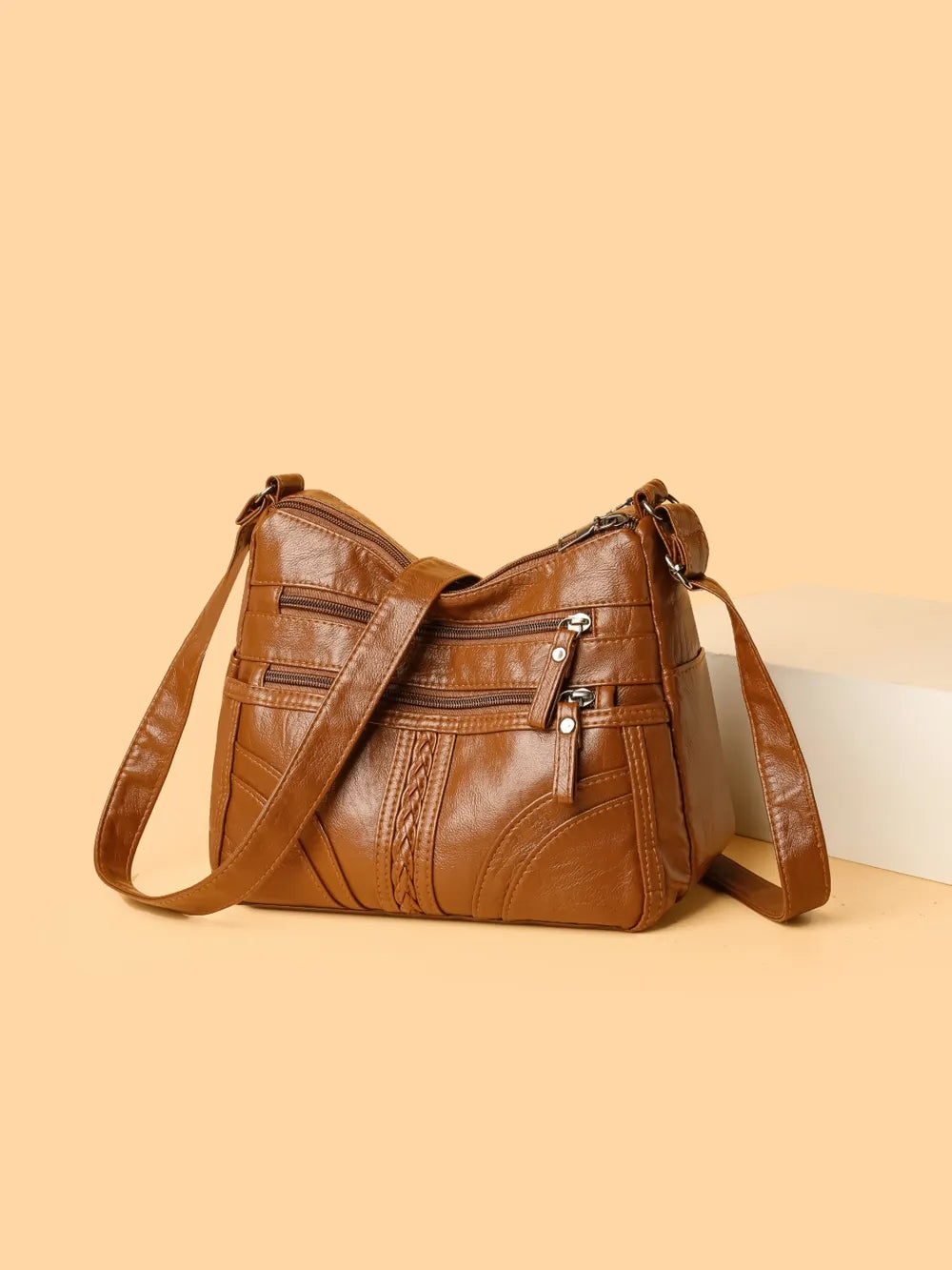 Faux Leather Adjustable Strap Shoulder Bag Medium Size Multiple Colours