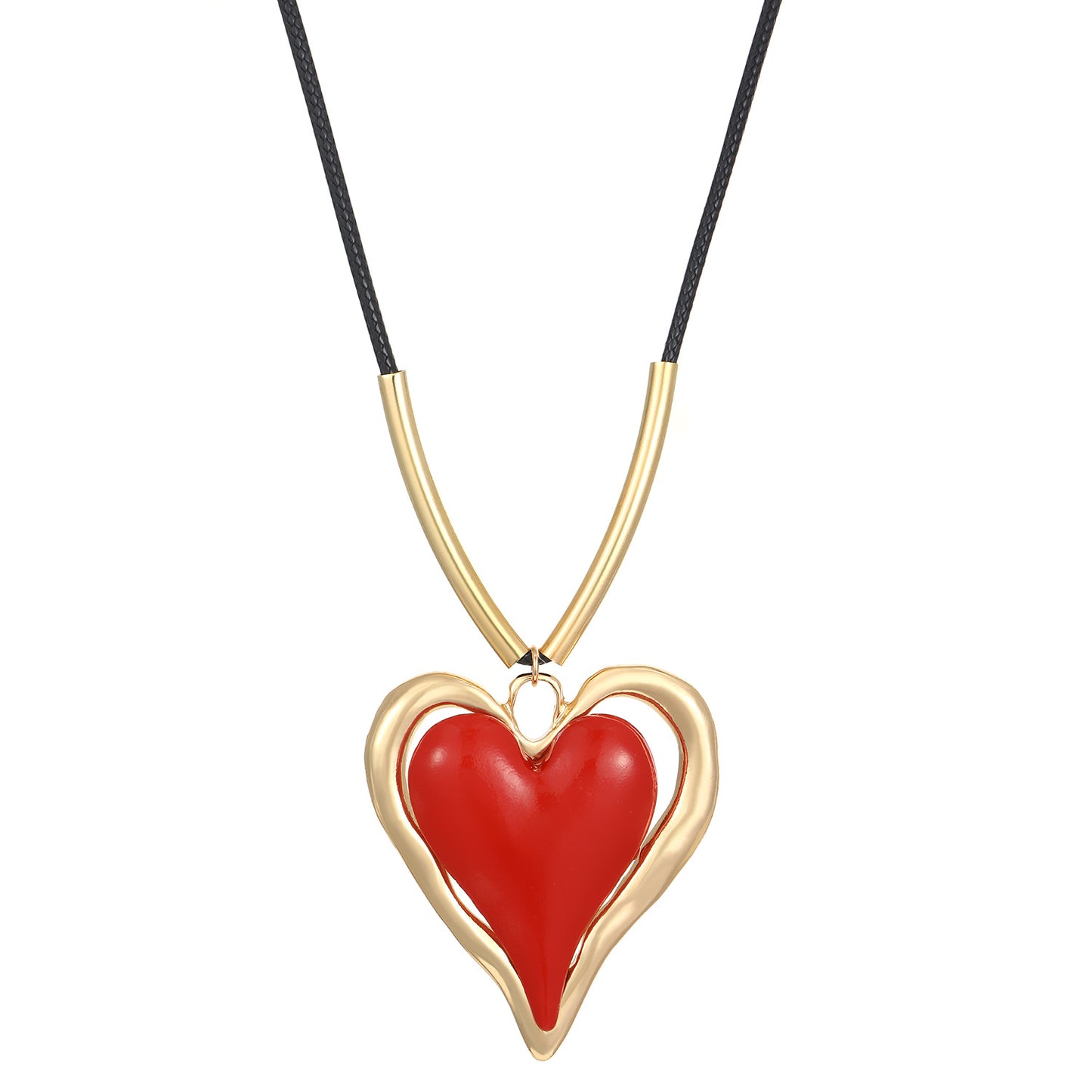 Women's Elegant Heart Pendant Necklace Sturdy Alloy Clavicle Chain Jewellery
