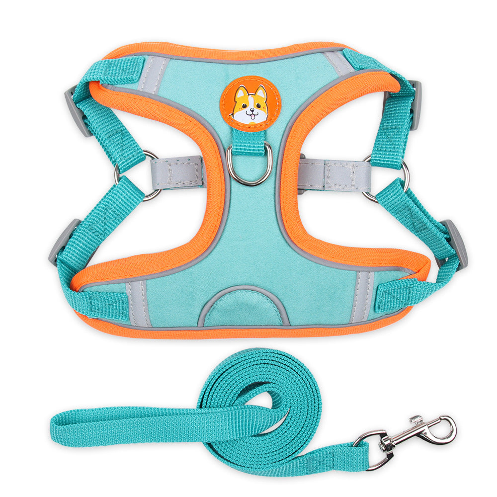 Reflective Dog Harness & Leash Set Soft Adjustable Fit Vest Small Dogs Pets