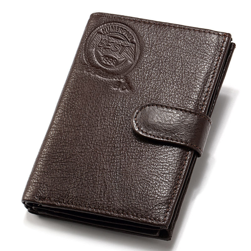 Genuine Leather Passport Wallet for Men RFID Secure Multi-Card Large Capacity Holder