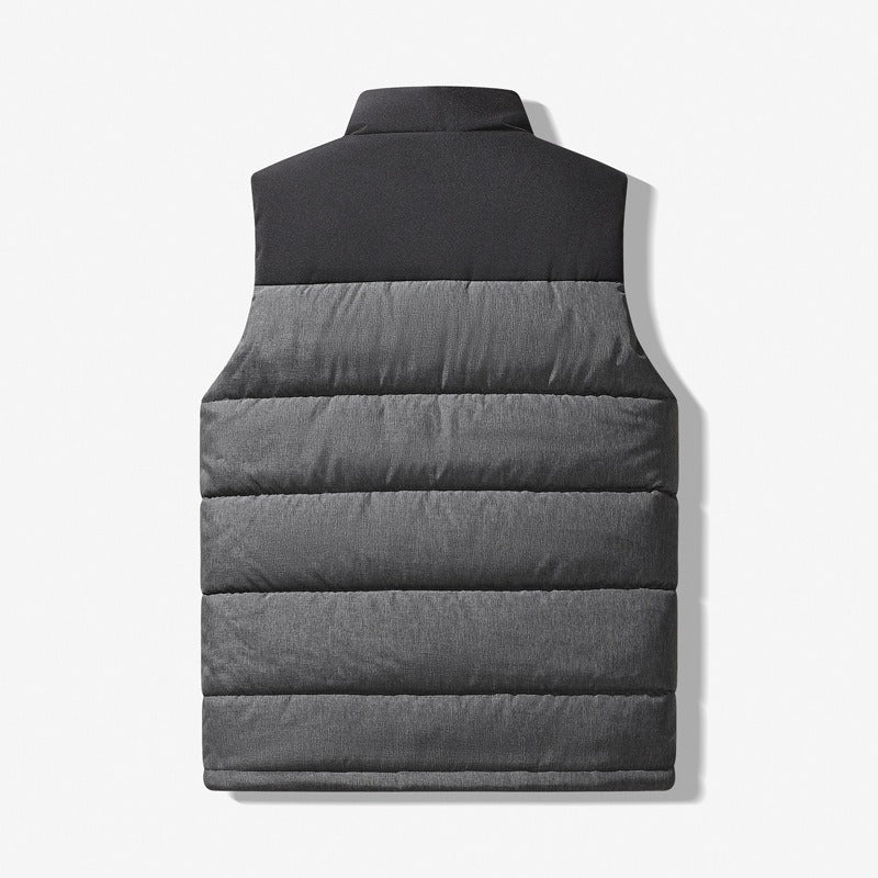 Men's Gilet Cotton Filled Winter Thick Padded Warm Sleeveless Vest Collar Clothing