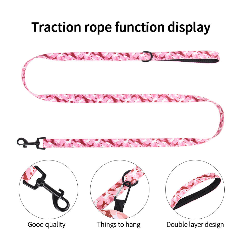 4pc Camo Dog Harness Set Leash Collar Poop Bag Dogs Supplies Rope Lead