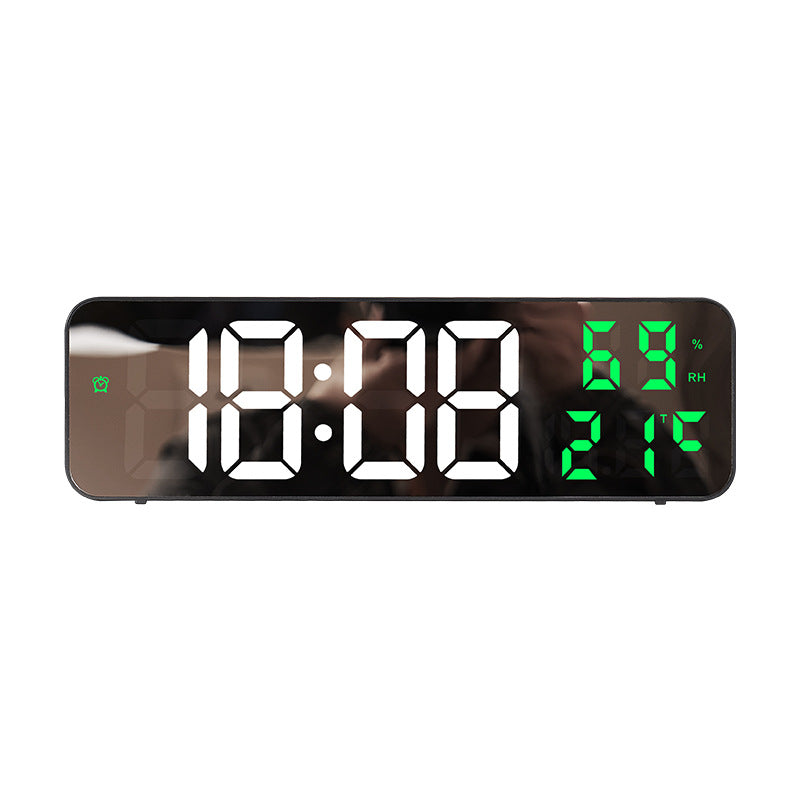 Mirror Digital LED Wall Clock Electronic Alarm Clock Temperature Humidity Display