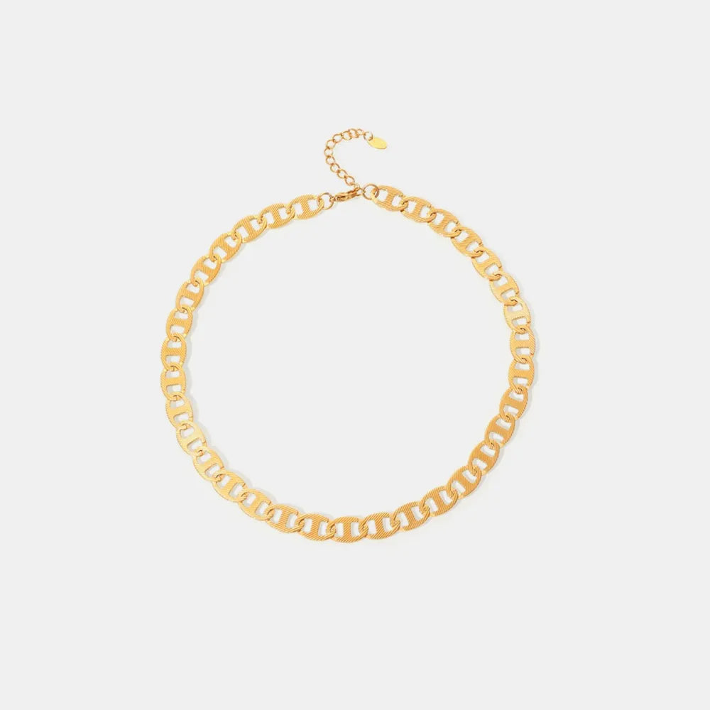 Gold Plated Titanium Steel Chain Necklace Women’s 40+5cm Chunky Statement Gift