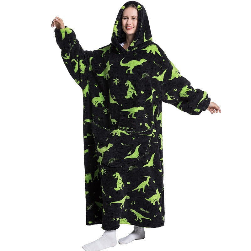 Oversized Blanket Hoodie Adults Ultra-Soft Warm Long Hooded Fleece Pockets