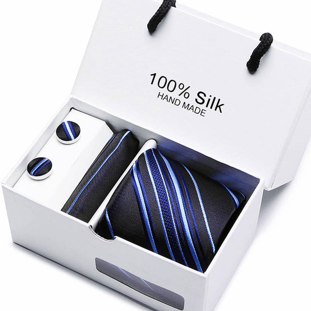 100% Silk 3pc Men's Plaid Tie Set Extra Long Woven Neck Ties Suit Gift Box
