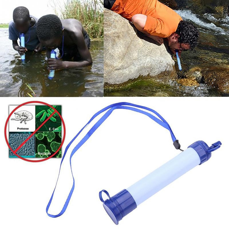 Portable Water Filter Straw Survival Emergency Gear Outdoor Purification Tool