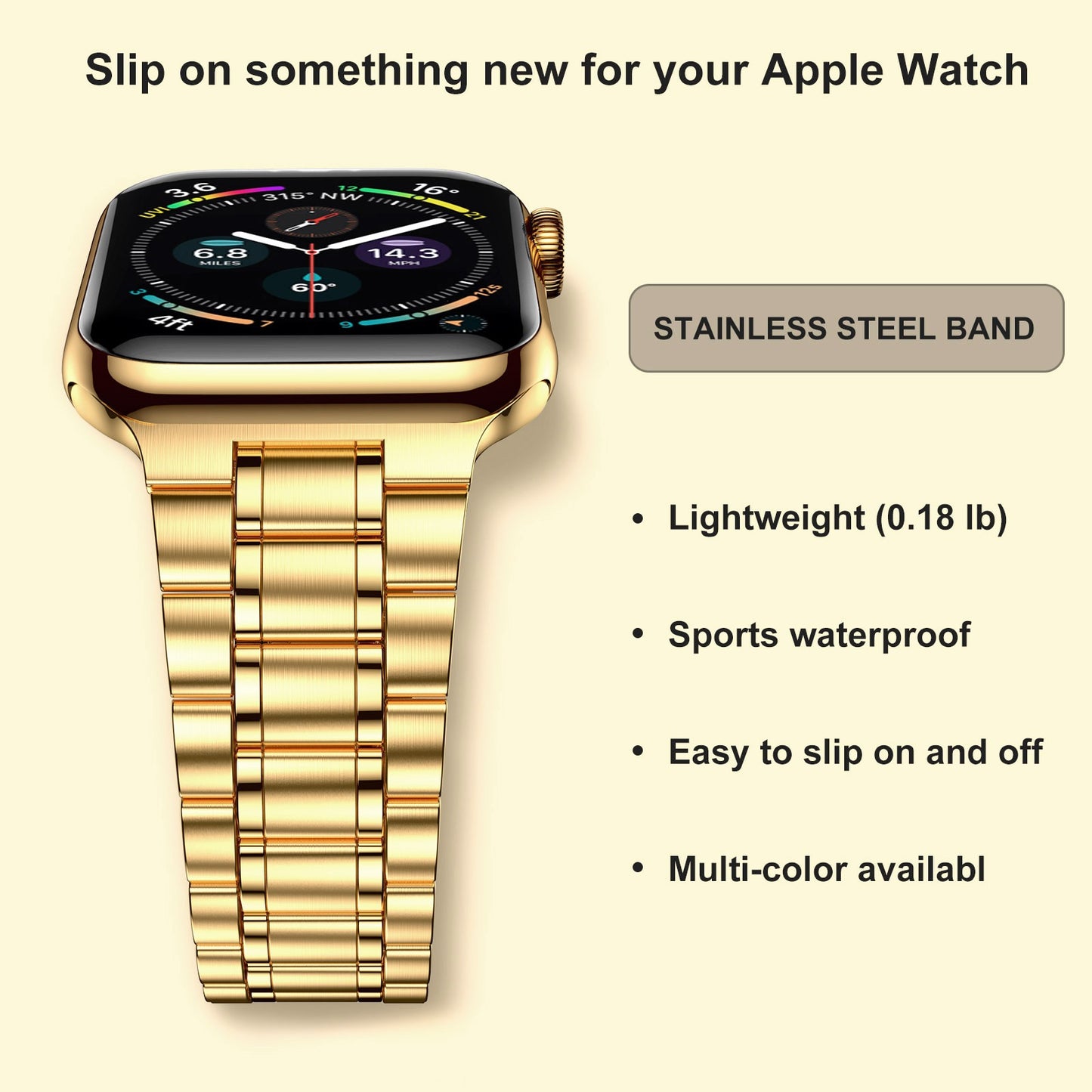 Stainless Steel Metal Strap for Apple Watch 3 4 5 6 7 8 9 Ultra Silver Rose Gold