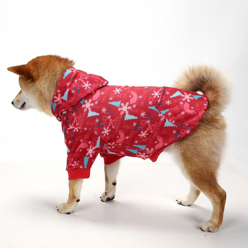 Plaid Christmas Pet Hoodie Warm Dog Clothing Small to Large Dogs Floral