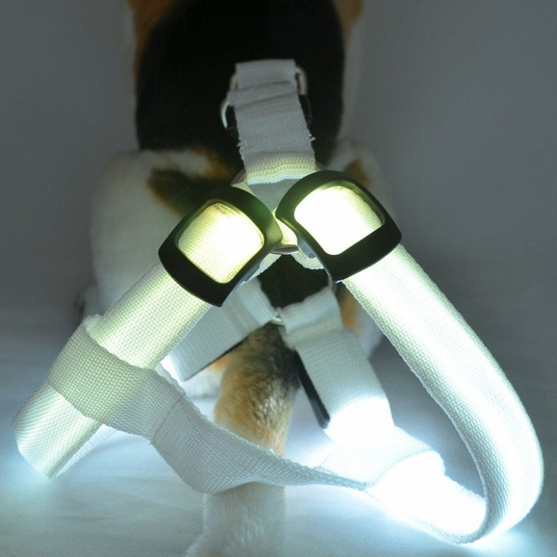 LED Dog Harness Safety Nylon Strap Adjustable Flashing Light Pet Harness XS-XL