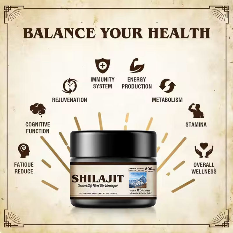 Shilajit Resin 30g – 600mg Potency, 85+ Trace Minerals, Rich in Fulvic Acid, Organic