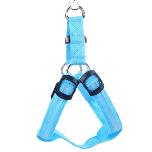 LED Dog Harness Safety Nylon Strap Adjustable Flashing Light Pet Harness XS-XL