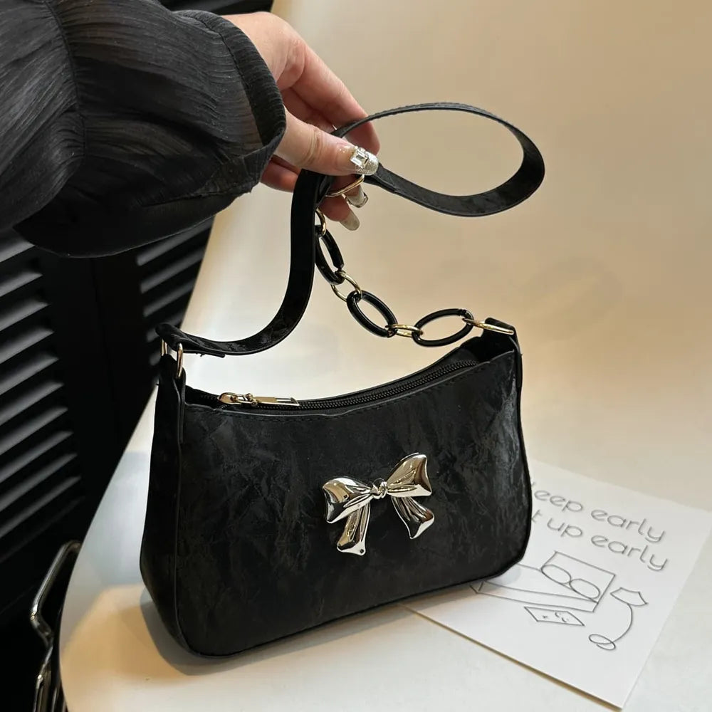Faux Leather Shoulder Bag Women's Strap Metal Clasp Zip Closure Spacious Interior