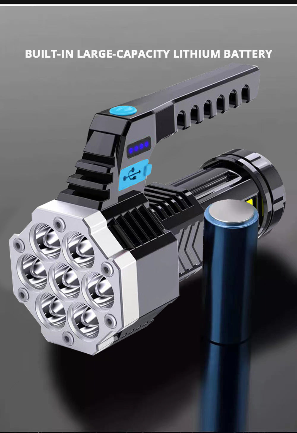 USB Rechargeable LED Flashlight High Power COB Handheld Torch Waterproof Outdoor