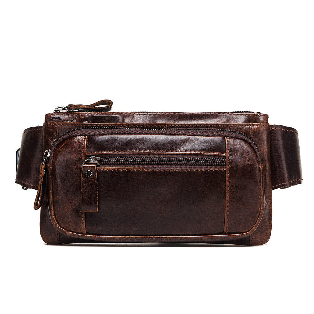 Genuine Leather Men's Waist Multifunctional Retro Chest & Messenger Bag