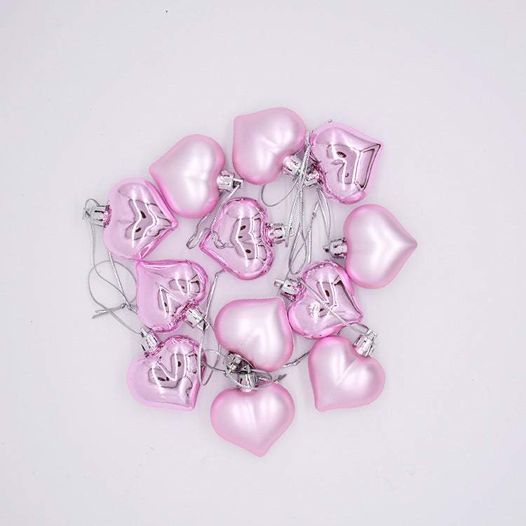 12pcs Heart Shaped 4.5cm Christmas Tree Baubles Festive Holiday Decoration Set