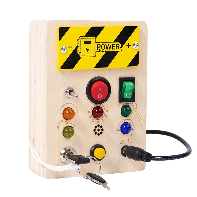Montessori Wooden LED Busy Board Sensory Toy with Switches for Kids 2-4 Years