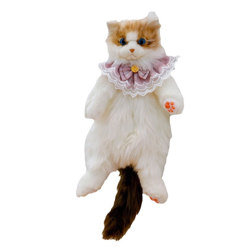 Adorable Plush Cat Backpack Soft 50cm Toy Bag with Pink or Blue Bib