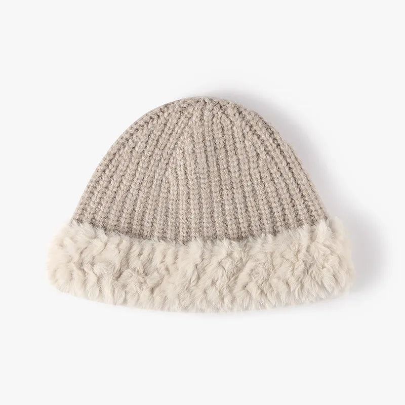 Winter Warm Faux Fur Knit Bucket Hat Adjustable Casual Headgear Snug Comfort