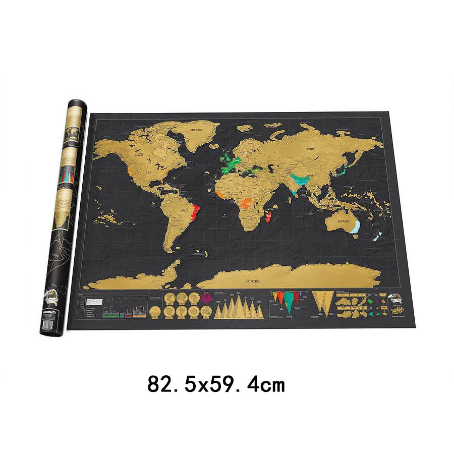 Scratch Off World Map Deluxe Black Gold Foil Political Map Includes Poster Tube
