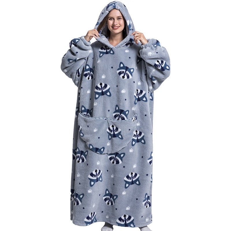 Oversized Blanket Hoodie Adults Ultra-Soft Warm Long Hooded Fleece Pockets