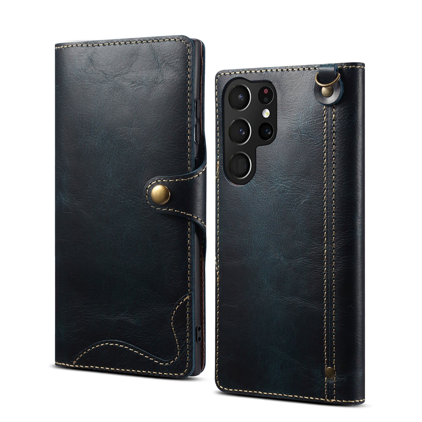 Genuine Leather Flip Case For Samsung Galaxy S25 Plus Ultra S24 S23 S22 S21 S20 S10 Retro Cover