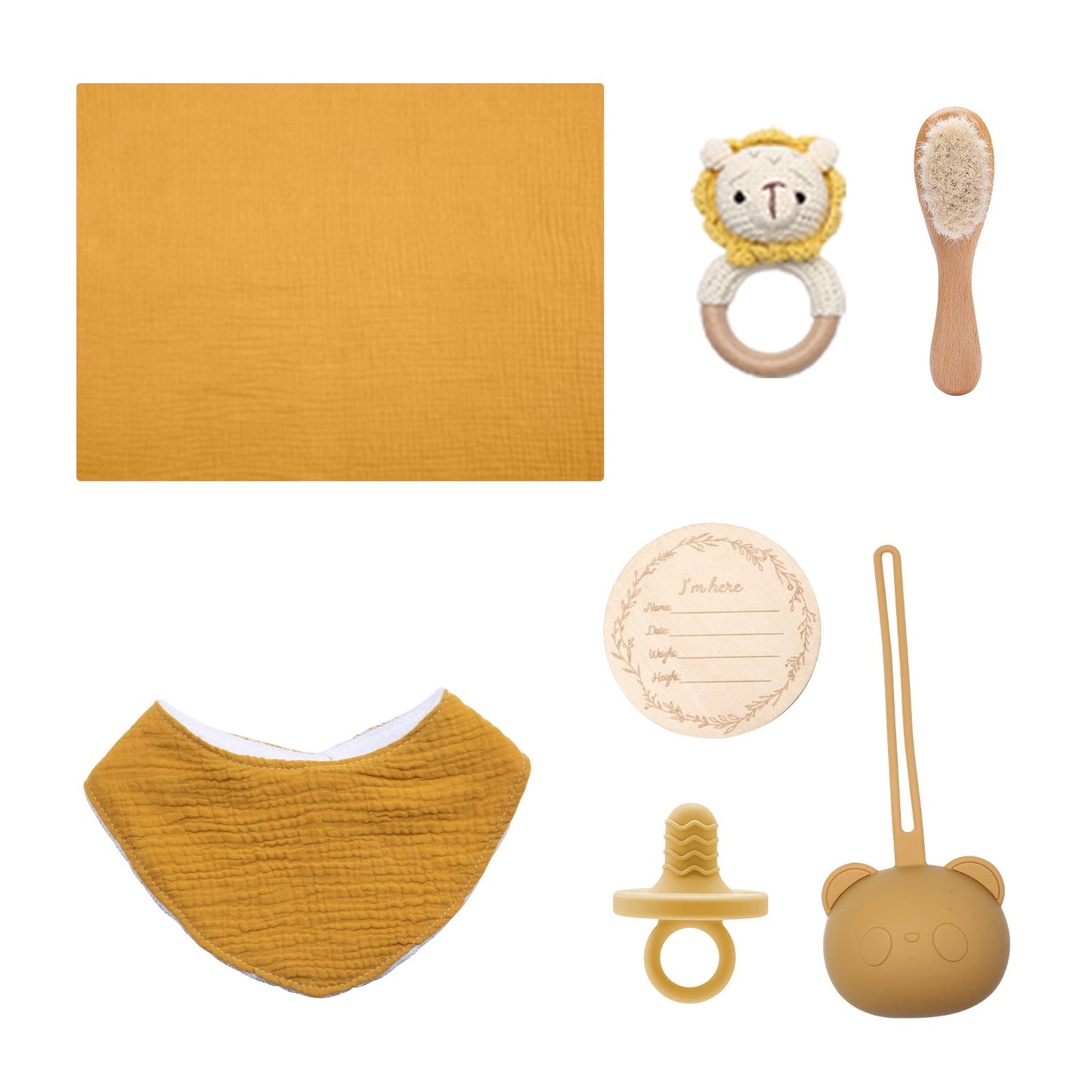 Eco Bamboo Newborn Baby Gift Box Set Bath Towel Wooden Brush Bunny Rattle Pacifier