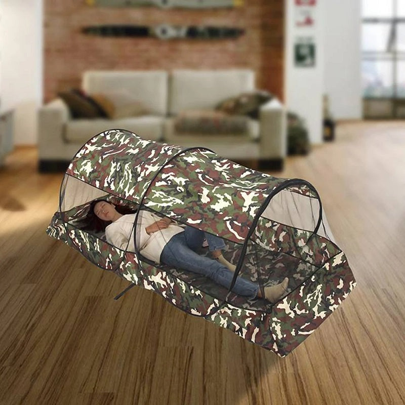 Single Bed Outdoor Mosquito Net Lightweight Portable Mesh Zipper Closure Tent