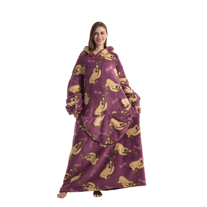 Oversized Blanket Hoodie Adults Ultra-Soft Warm Long Hooded Fleece Pockets
