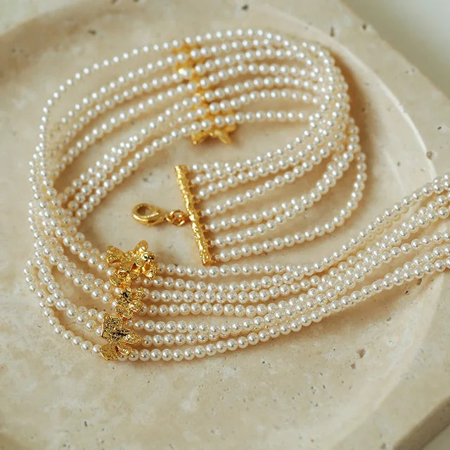 Vintage Freshwater Pearl Choker Necklace Adjustable Length Luxury 33-40cm Fit