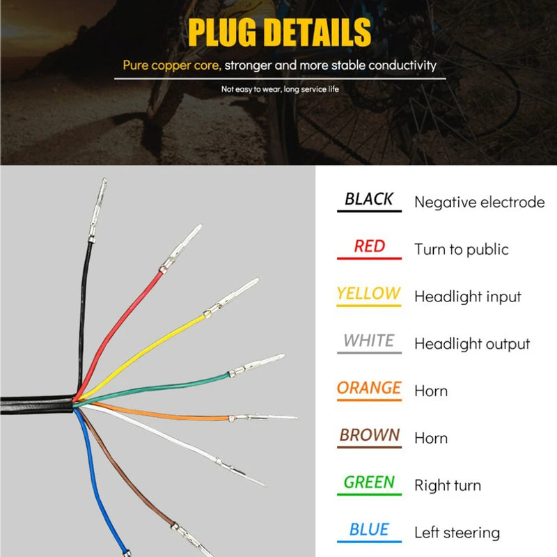 Electric Bike Scooter Handlebar Switch Multi-Function 1.5m Cable 36V 48V Control