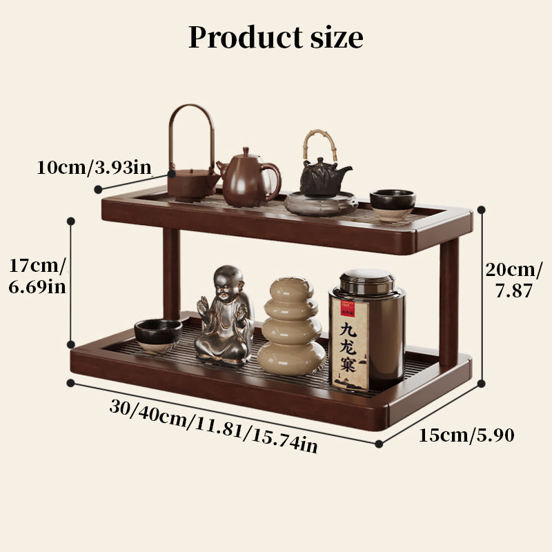 Bamboo Acrylic Double Tier Organizer Countertop Space Maximizing Storage Rack