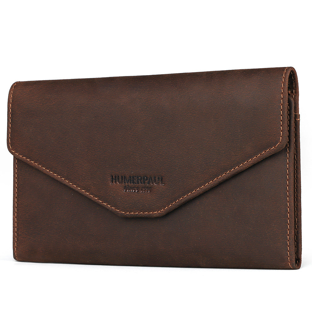 Men's Genuine Leather Travel Clutch Passport Wallet Document Holder Organizer
