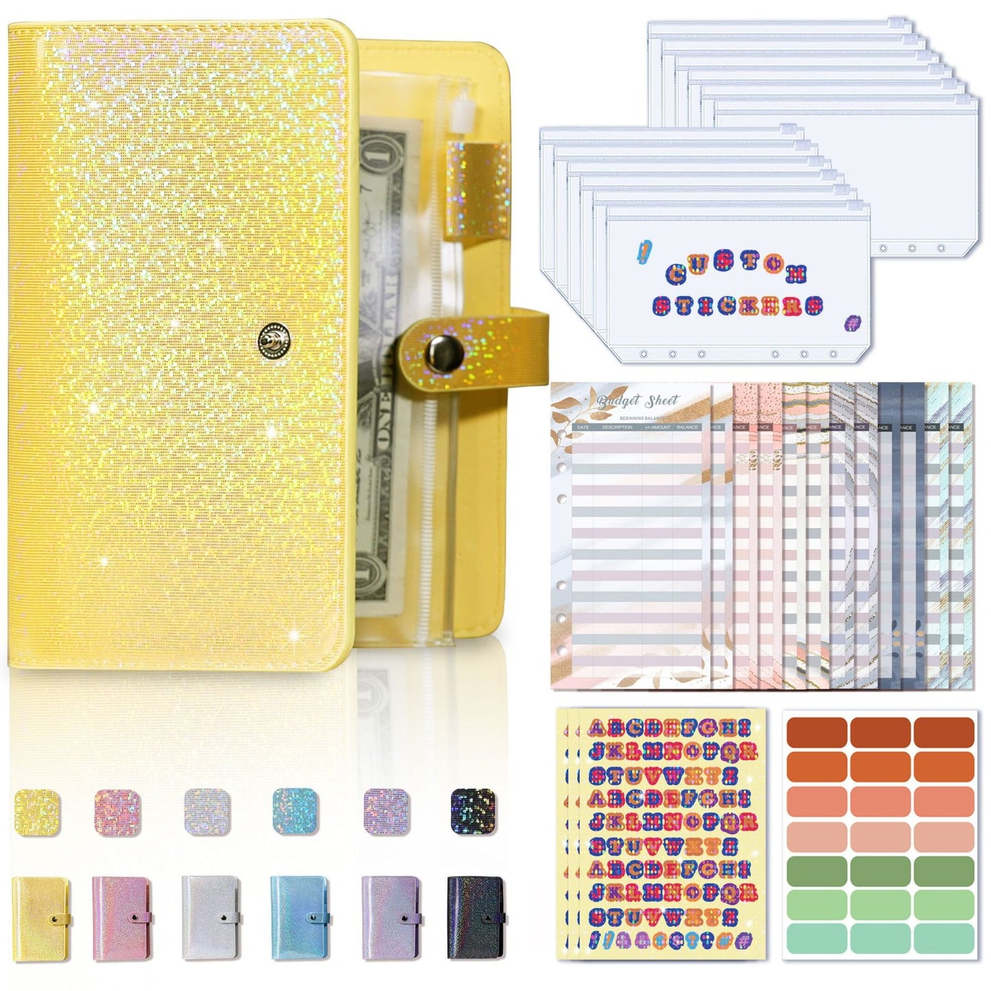 A6 Glitter Bookkeeping Notebook Budget Financial Planning Manual Accounts Book