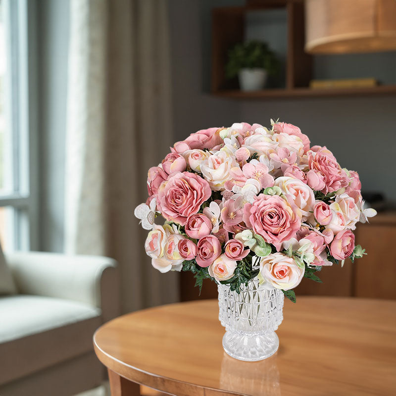 Silk Rose Floral Arrangement Table Centerpiece Premium Home Event Decor Display