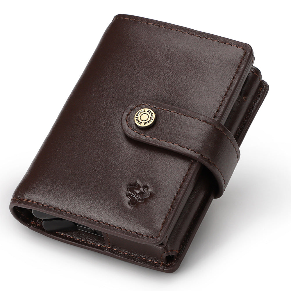 Men's RFID Blocking Leather Wallet Secure Zipper Card Holder Vintage Style Storage