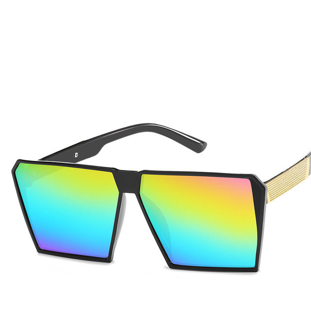 Unisex Reflective Oversized Square Sunglasses UV400 Full Coverage Lightweight