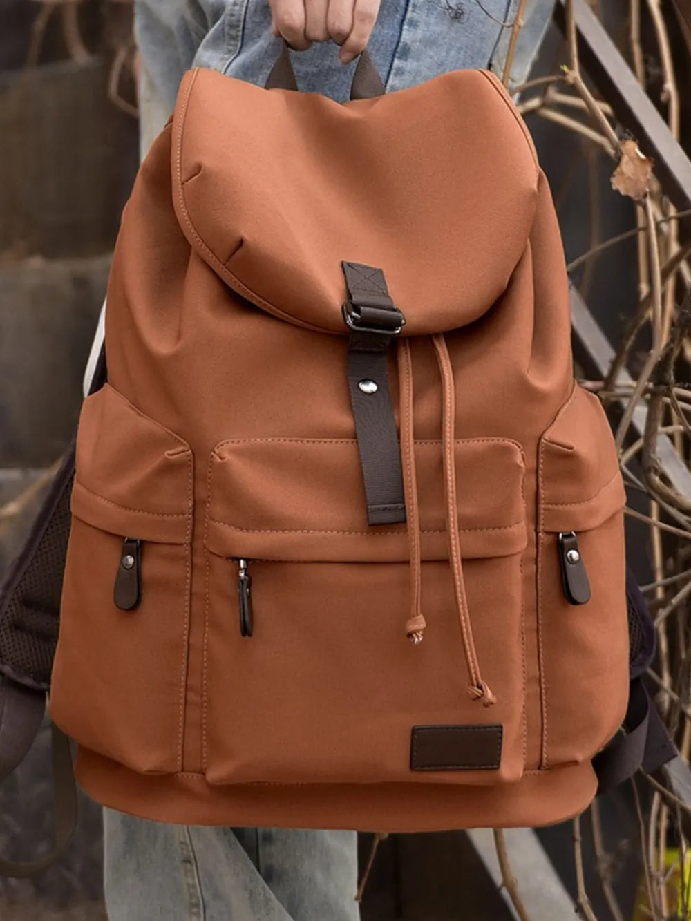 Adjustable Strap Canvas Backpack Multi Pockets Durable School Travel Rucksack