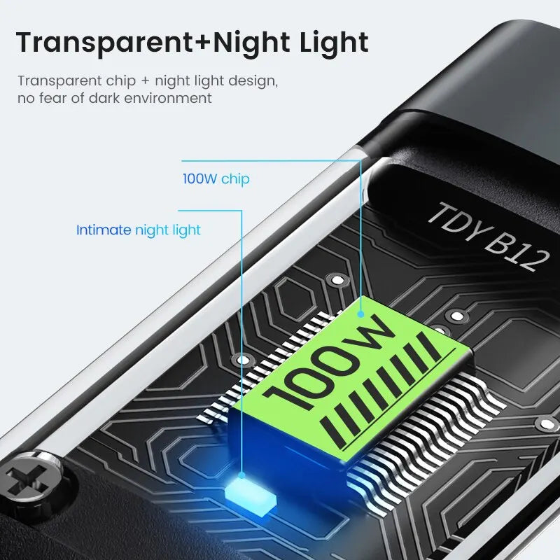 3 In 1 USB 100W Charging CableFast Charging Data Type C Micro For iPhone Android