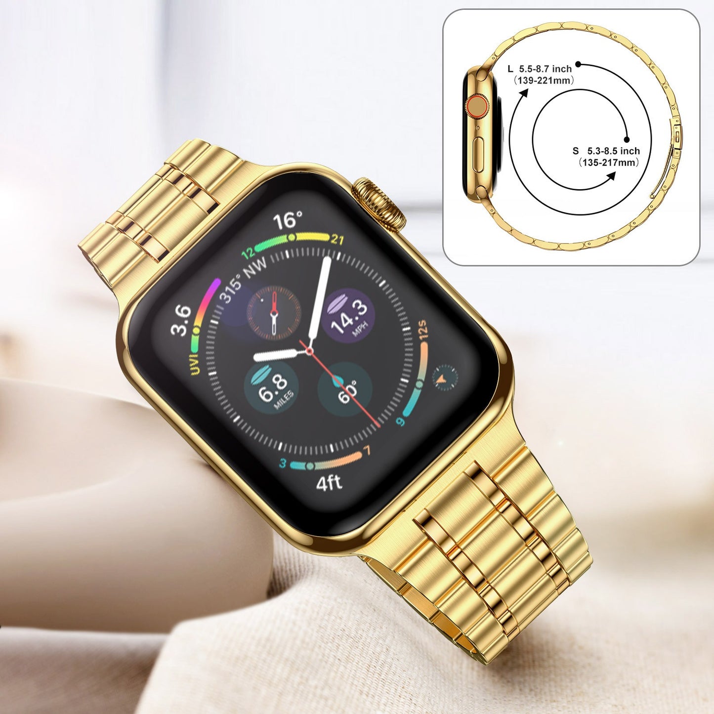 Stainless Steel Metal Strap for Apple Watch 3 4 5 6 7 8 9 Ultra Silver Rose Gold