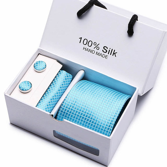 100% Silk 3pc Men's Plaid Tie Set Extra Long Woven Neck Ties Suit Gift Box