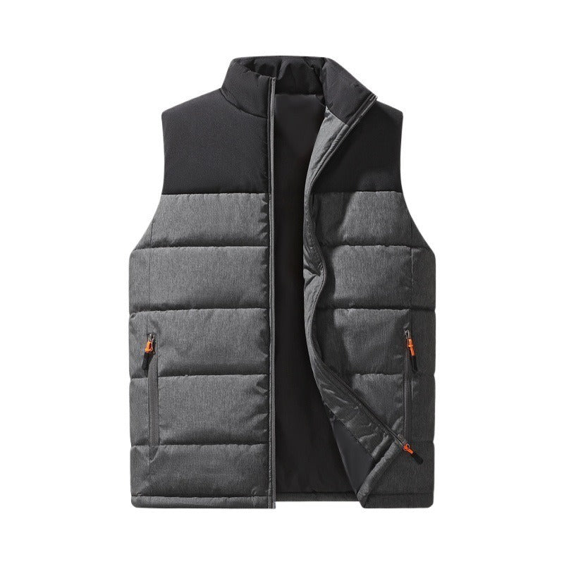 Men's Gilet Cotton Filled Winter Thick Padded Warm Sleeveless Vest Collar Clothing