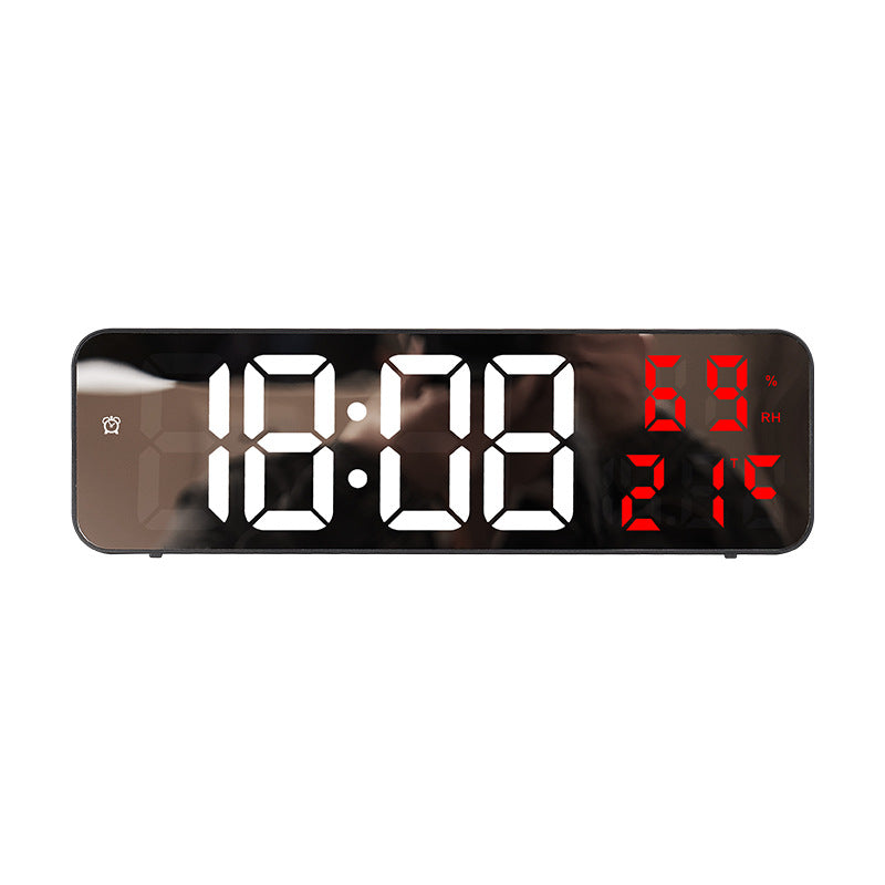 Mirror Digital LED Wall Clock Electronic Alarm Clock Temperature Humidity Display