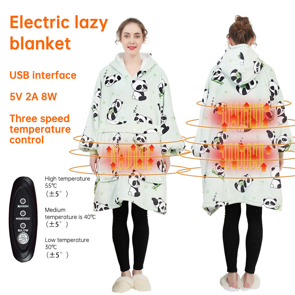 USB Heated Blanket Hoodie with Integrated Pouch Electric Machine Washable Design