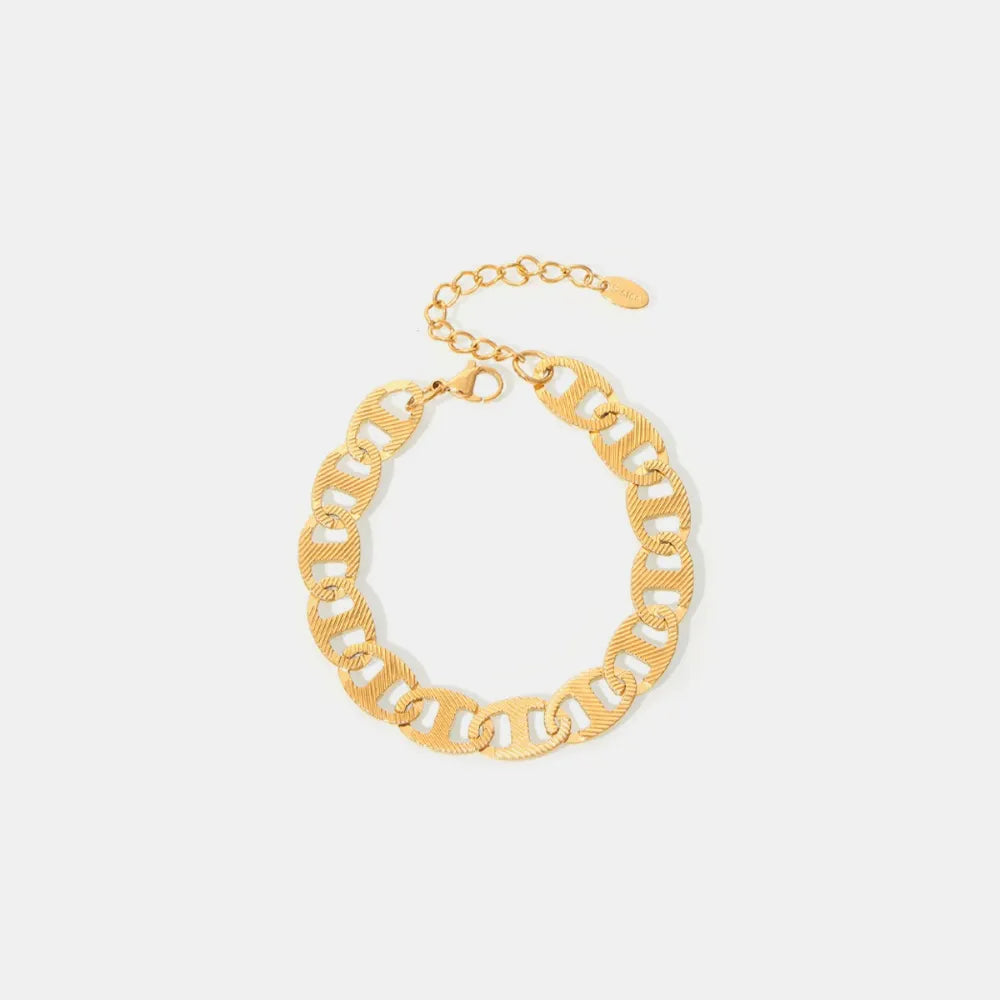Gold Plated Handmade Titanium Steel Chain Bracelet Women's Chunky Link Jewellery