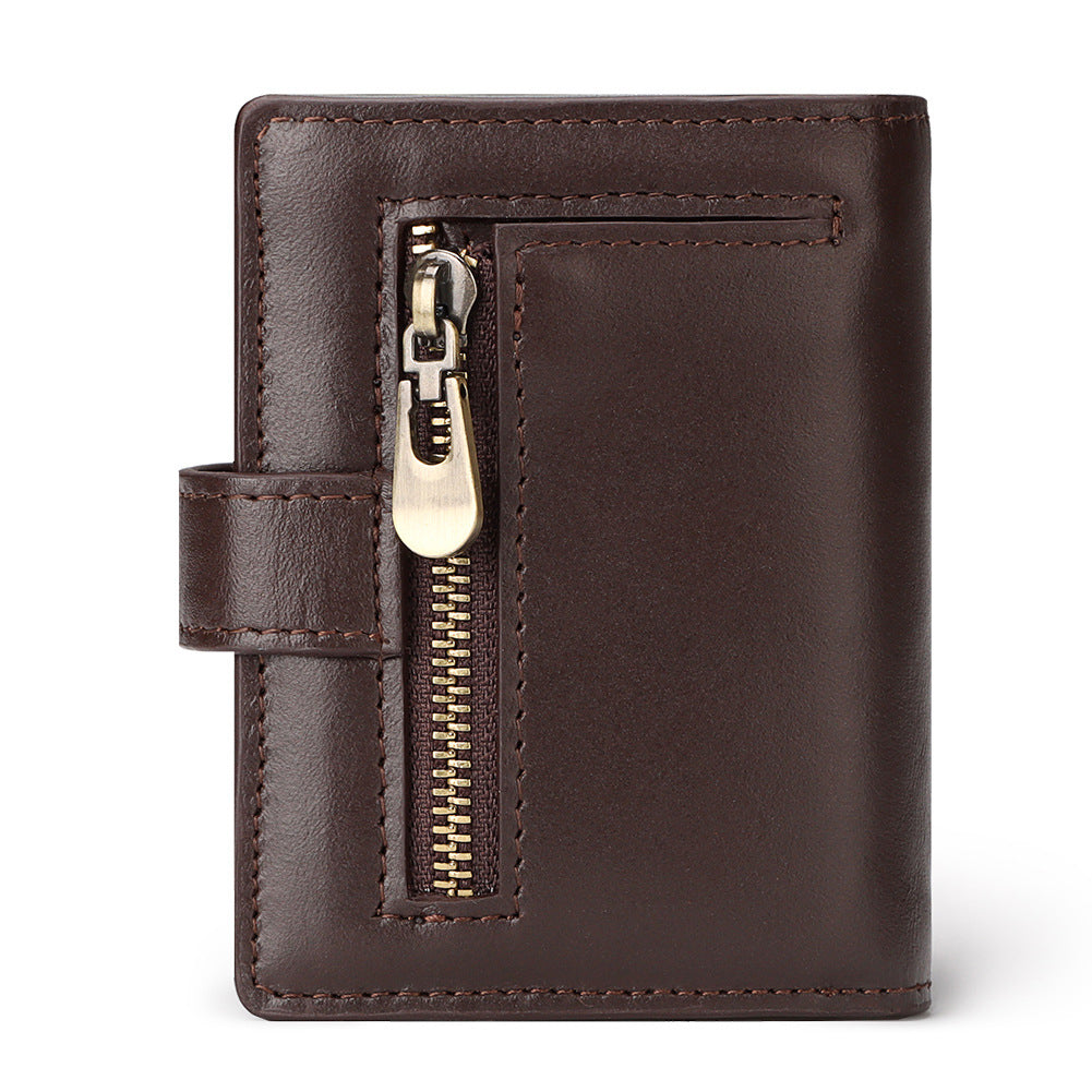 Men's RFID Blocking Leather Wallet Secure Zipper Card Holder Vintage Style Storage