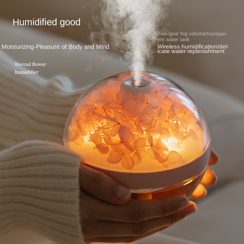Eternal Flower Humidifier with Soft Light, Wireless Hydration Device, 270ml Water Tank