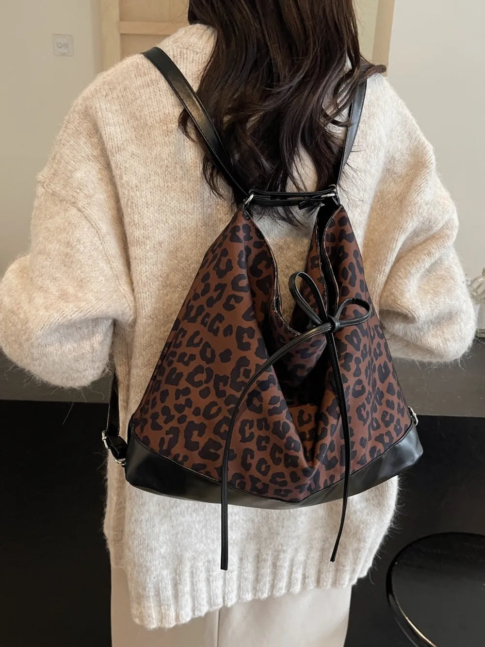 Leopard Print Crossbody Shoulder Bag Adjustable Strap Versatile Design Lightweight